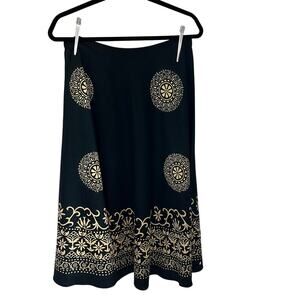 Barfani skirt women’s one size black tan boho festival flowy 100%cotton VTG Y2K